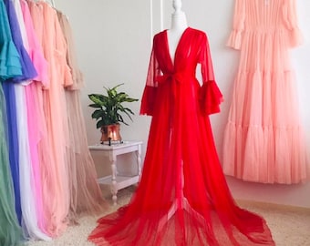 Tulle Robe- In Red