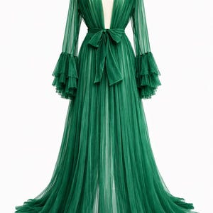 long flowing dressing gown Chiffon Bishop Sleeve Maxi Robe