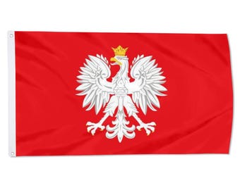 Bandera de Polonia con águila, tapiz, cueva del hombre