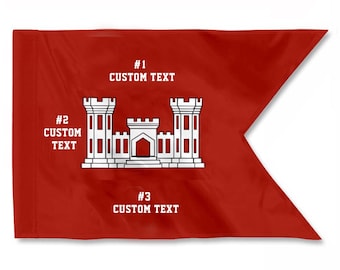 Bandera personalizada del Cuerpo de Ingenieros: Bandera personalizada de doble cara de 3 capas de 20 x 27 pulgadas.
