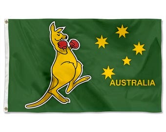 Bandera australiana de Australia, boxeo australiano, canguro, tapiz, cueva del hombre