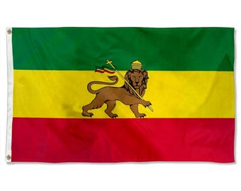 Bandera de Etiopía León de Judá etíope Banderas rastafari Banderas rastafari Estandarte de tapiz Cueva del hombre