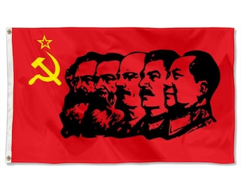 Bandera del comunismo URSS 5 personajes Banderas Tapiz pancarta Hombre cueva