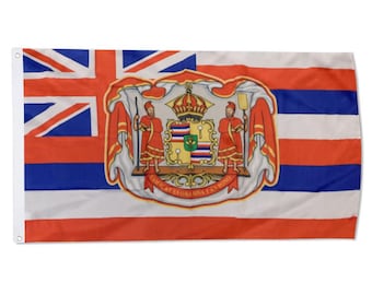 Bandera de tapiz con escudo de armas real hawaiano para cuevas de hombres