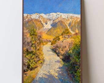 Mount Cook Painting, New Zealand Landscape Print (Digital Download)