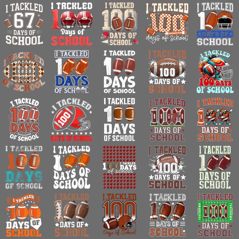 I Tackled 100 Days of School Football 100th Day Boys Kids PNG ...