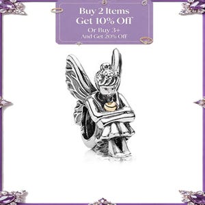 Fairy Pixie Sterling Silver Angel CharmMother's Day,Birthday Gift ,Christmas Gift