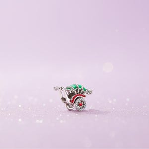 Traditional Rickshaw Sterling Silver Charm,925 Sterling Silver Charm,birthday gift,Fits European Bracelets