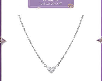 Kette Collier Dreifach Stein Herz Collier Silberkette 45 cm, 925 Sterling Silber Halsketten, das perfekte Schutzgeschenk