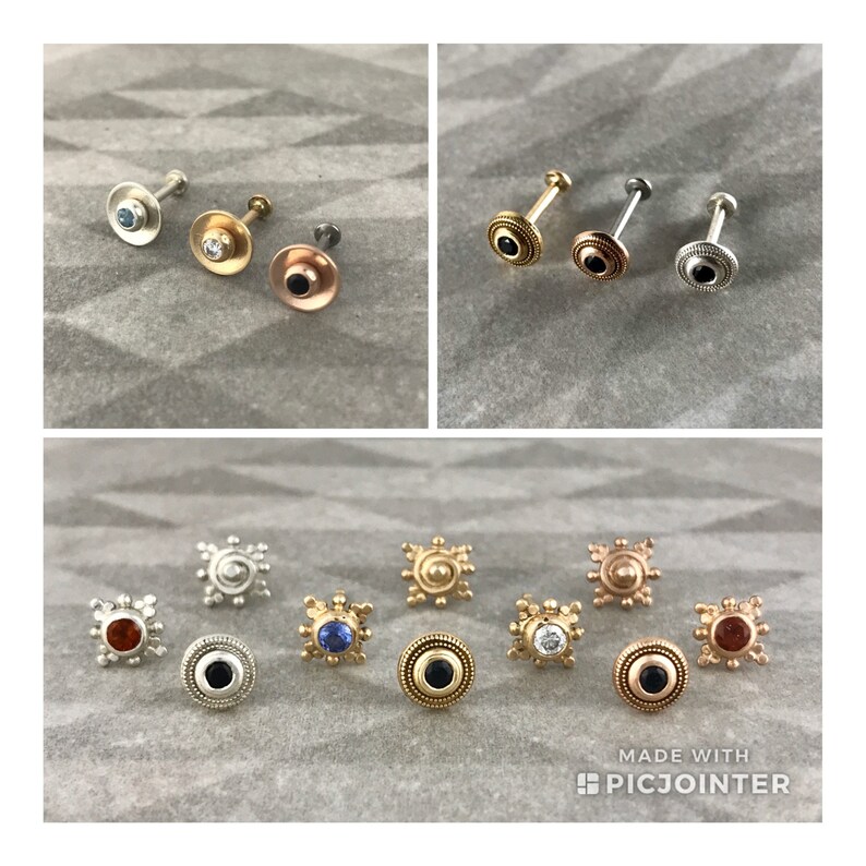 Sun. 14k Gold Stud Nose Stud. Threadless End. Cartilage Stud. Etsy