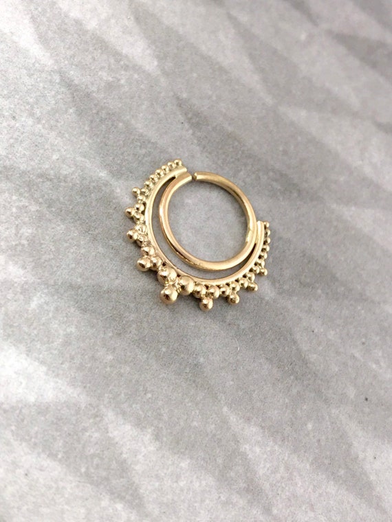 Esha. 14K Gold. Septum Ring. Tribal Fusion. Bellydance Ring. | Etsy