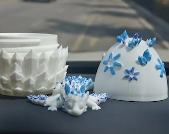 Articulated Flexi Mini Crystal Dragon + Dragon Egg Print in place  --- 3D Printer Files model STL 3MF
