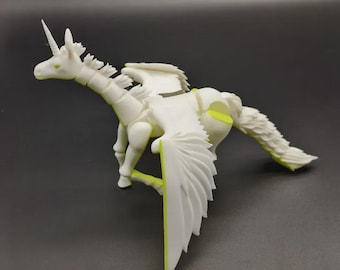 Articulated Flexi unicorn Pegasus dragon No supports Print in place --- 3D Printer Files model STL 3MF