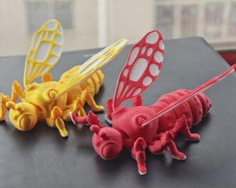 Articulated Flexi Bee insect Fidget Print in place No supports kids toy gift simple  --- 3D Printer Files model STL 3MF