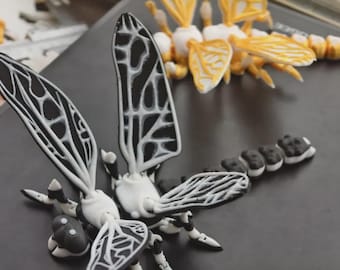 Articulated Flexi dragonfly insect Fidget Print in place No supports kids toy gift simple  --- 3D Printer Files model STL 3MF