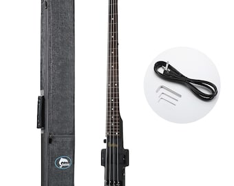Travel Bass Guitar Electric Headless Bass 4 Strings Fretless with Gigbag