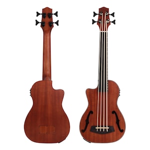 Left-handed Batking Bass Ukulele UBass Baritone 30'' F-Holes Fretless/EQ Gig Bag image 1
