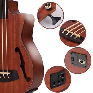 Left-handed Batking Bass Ukulele UBass Baritone 30'' F-Holes Fretless/EQ Gig Bag image 4