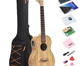 30'' Baritone Ukulele Zebrawood Acoustic Electric Uke Satin With Truss Rod/EQ