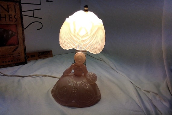 Vintage Pink Depression Glass Figural Lady Lamp - Vintage Pink Glass Lady Lamp Vintage Pink Depression Glass Figural Lady Lamp - Vintage Pink Glass Lady Lamp