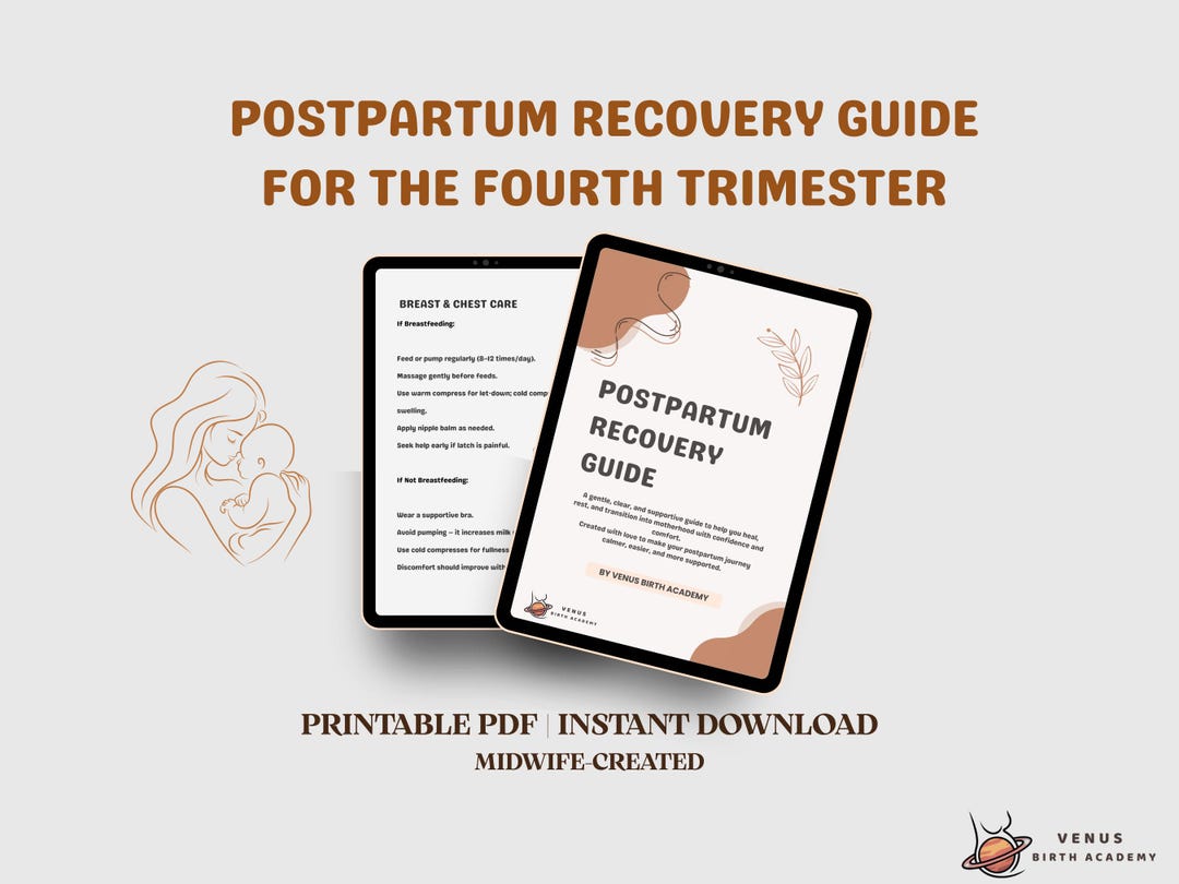 Postpartum Recovery Guide Printable PDF, Fourth Trimester Planner for ...