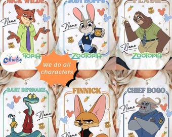 Personalized Disneyland Zootopia 2 Movie 2025 All Characters Group Shirts, Judy Hopps Nick Wilde T-Shirt, Disneyland Family Matching