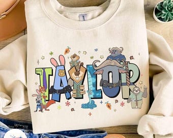 Personalized Name Disneyland Zootopia 2 Characters Shirt, Judy Nick Wilde Gary De_Snake Tee, Disneyland Family Trip, Zootopia 2 Birthday