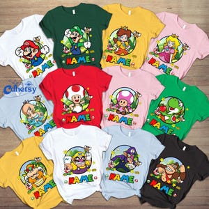 Personalized Super Mario Halloween Costume Shirt, Super Mario Family Matching Shirt, Mario Birthday Squad Shirt, Halloween Party Tee zdjęcie 2