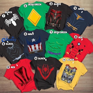 Camiseta de Halloween con disfraz de Avengers Endgame, camiseta de Spiderman, Iron Man y Capitán América, camiseta para fiesta de cosplay de superhéroes 2026 imagen 1
