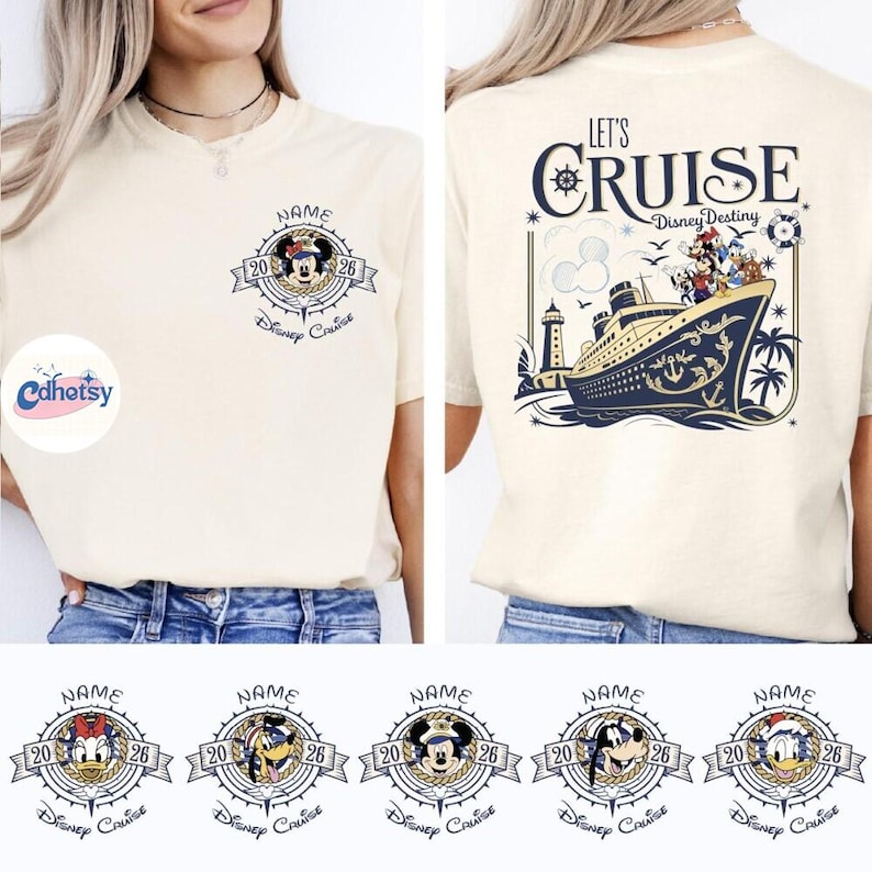 Custom DisneyCruise 2026 T-Shirt, Disneyland Family Cruise Matching Shirt, Personalized Cruising Tee, DisneyWish Destiny Cruise Line Shirt image 2