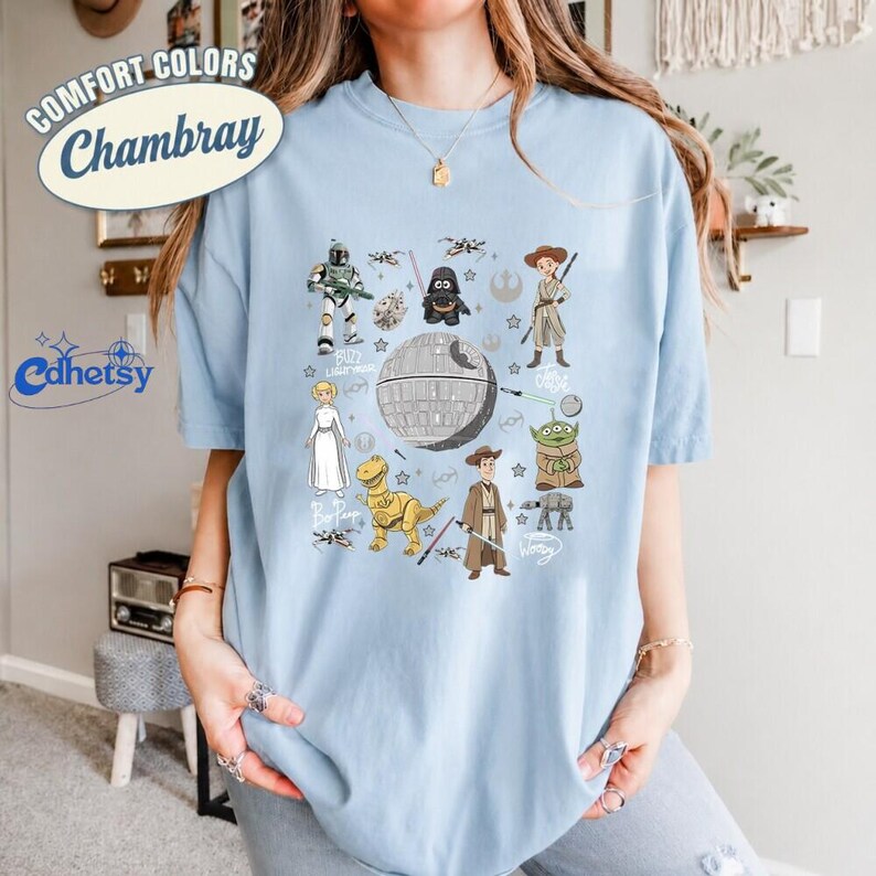 Comfort Colors Toy Story Starwars Shirt, Mashup Crossover Tee, Galactic Disneyworld Top, Disneyland Vacation Shirt, Gift for Fans image 4