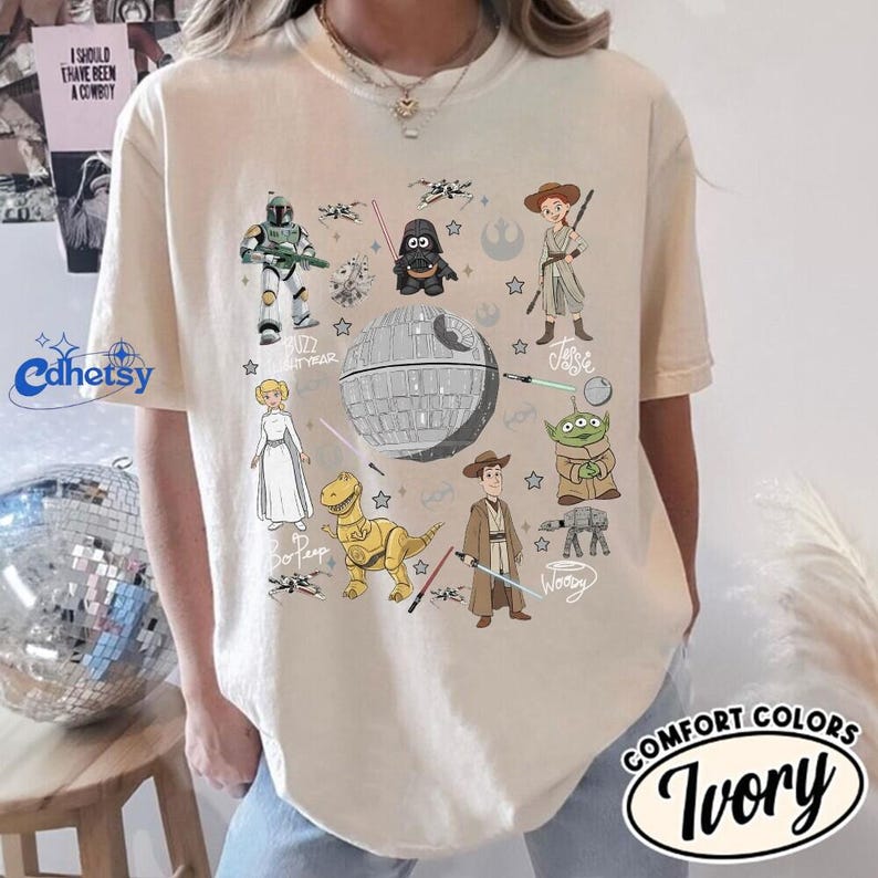 Comfort Colors Toy Story Starwars Shirt, Mashup Crossover Tee, Galactic Disneyworld Top, Disneyland Vacation Shirt, Gift for Fans image 5