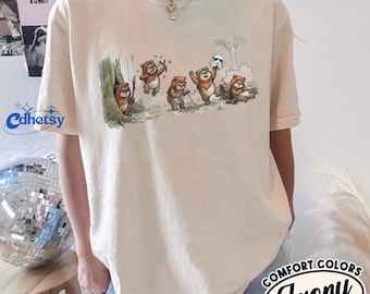 Camiseta Comfort Colors Star Wars Ewok Emotions, Camiseta Ewok Endor Protect Our Forest, Camiseta Hollywood Studios Galaxy's Edge Trip