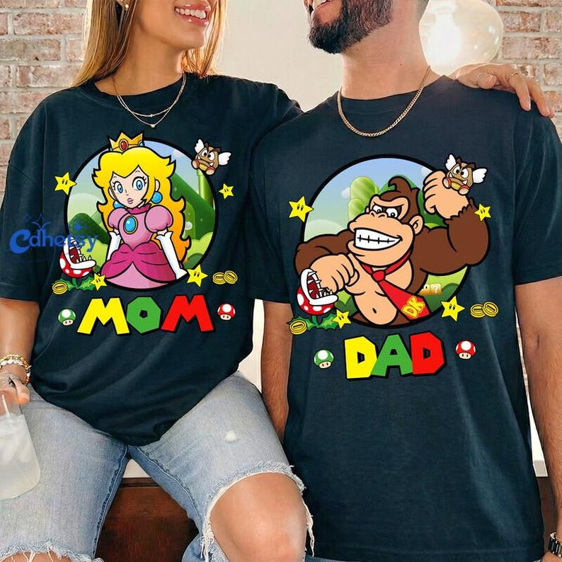 Personalized Super Mario Halloween Costume Shirt, Super Mario Family Matching Shirt, Mario Birthday Squad Shirt, Halloween Party Tee zdjęcie 4