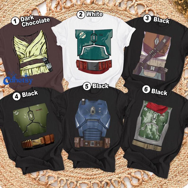 Custom Starwars Halloween Costume Shirt, Mandalorian Costume Tee, Halloween Group Gift 2026, Galactic Cosplay Top, Sci-Fi Movie Apparel image 1