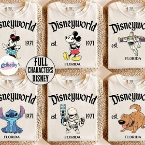 Custom Disneyworld All Characters Est 1971 Shirt, Disneyworld Florida 2026 Tee, WDW Holiday Trip Shirts, Disneyland Family Matching Tee image 2