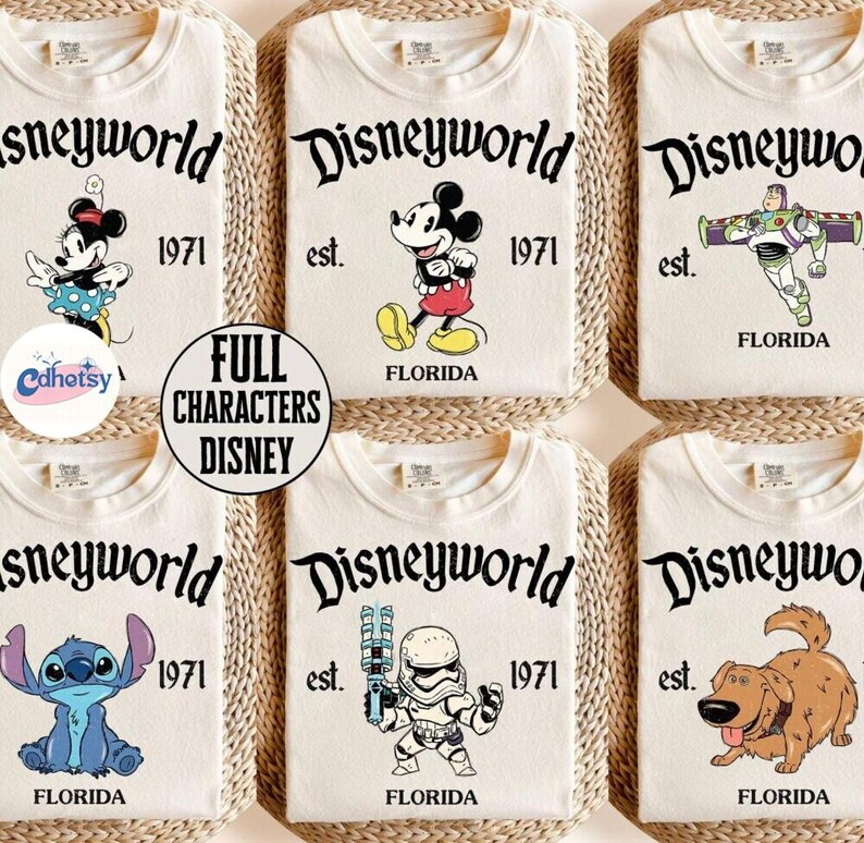 Custom Disneyworld All Characters Est 1971 Shirt, Disneyworld Florida 2026 Tee, WDW Holiday Trip Shirts, Disneyland Family Matching Tee image 2
