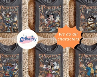 Vintage Pirate Character Shirts, Disneyland Yo Ho Yo Ho A Pirate's Life For Me Tee, Disneyland Pirates of Caribbean T-Shirt