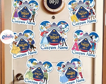 Imán personalizado para puerta de crucero de princesas y príncipes de Disneyland, imán para puerta de Ariel de La Sirenita, La Bella y la Bestia, Cenicienta y Rapunzel