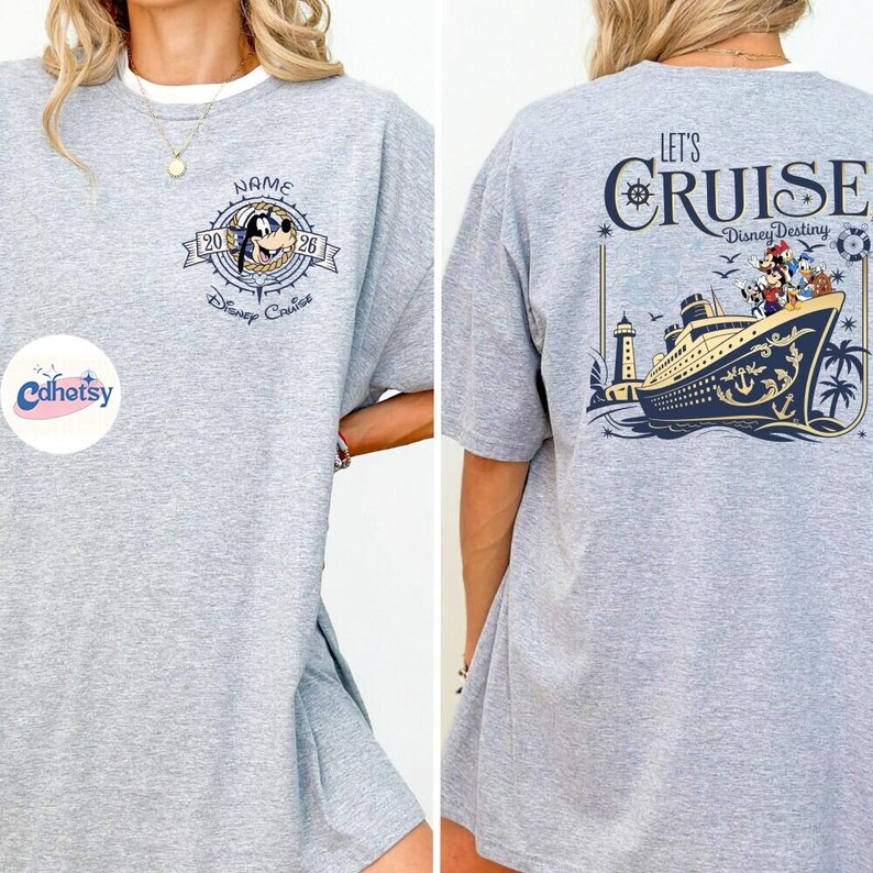 Custom DisneyCruise 2026 T-Shirt, Disneyland Family Cruise Matching Shirt, Personalized Cruising Tee, DisneyWish Destiny Cruise Line Shirt image 3