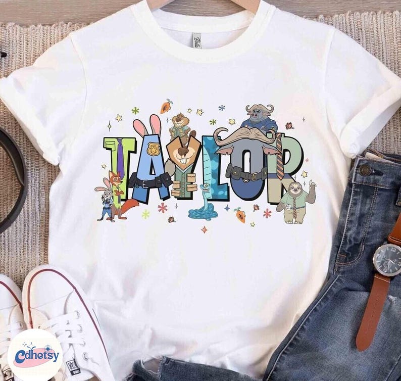 Camiseta personalizada con nombre de los personajes de Zootopia 2 de Disneyland, camiseta de Judy, Nick Wilde, Gary De_Snake, viaje familiar a Disneyland, cumpleaños de Zootopia 2 imagen 2