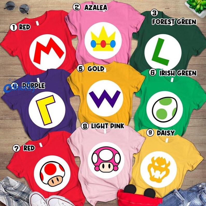 Super Mario Family Costume 2026 Shirt, Mario Luigi Princess Peach Shirt , Super Mario Halloween Costume T-Shirt, Mario Birthday Party Shirt image 2