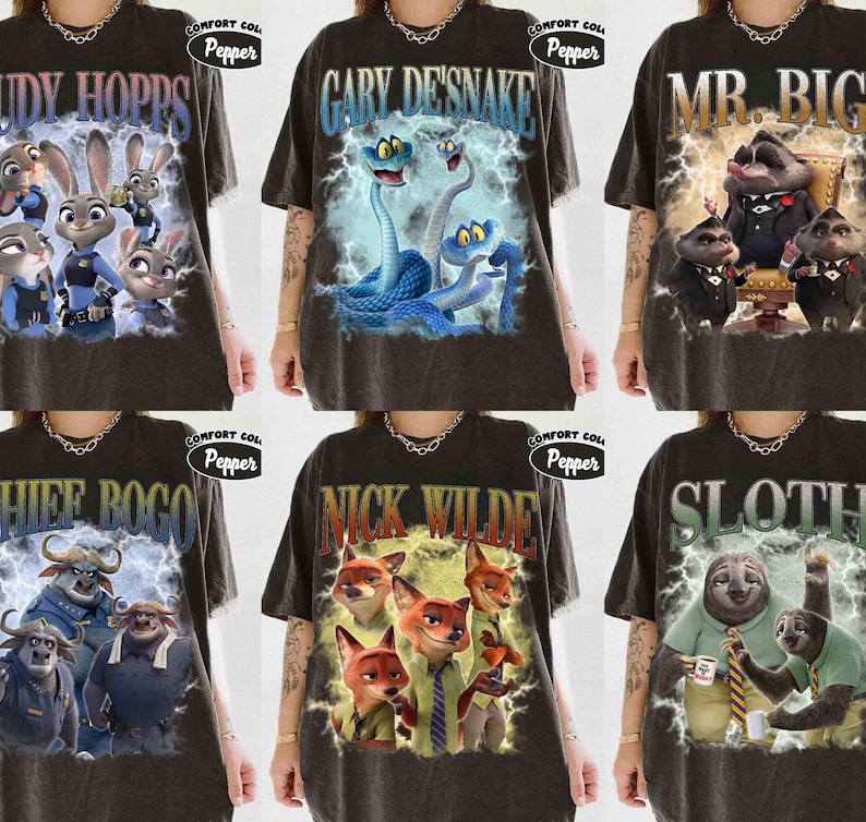 Disneyland Zootopia 2 Characters Bootleg Vintage Shirt, Judy Hopps Nick Wilde Gary DeSnake Tee, Disneyland Family 2025 Trip Shirt image 1