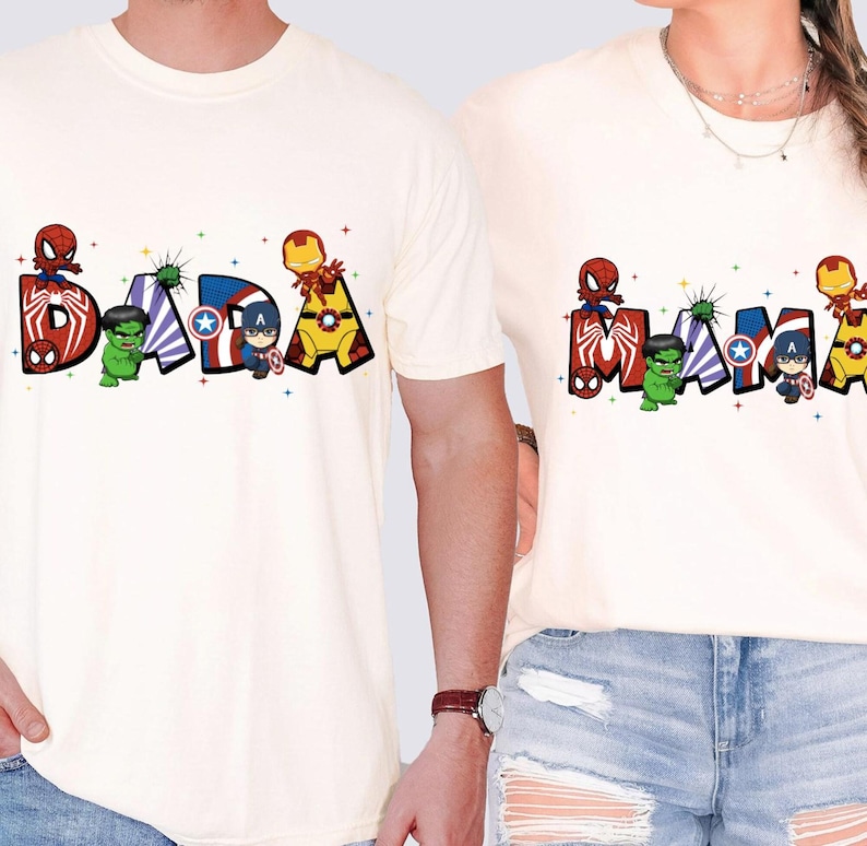 MCU Family Shirt, Avengers Mom Dad Tee, Spiderman Birthday T-Shirt, Captain America Gift, Hulk Iron Man Boy Sweatshirt image 3