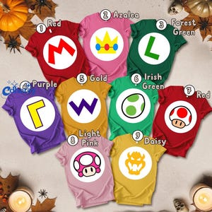 Super Mario Family Costume 2026 Shirt, Mario Luigi Princess Peach Shirt , Super Mario Halloween Costume T-Shirt, Mario Birthday Party Shirt image 4