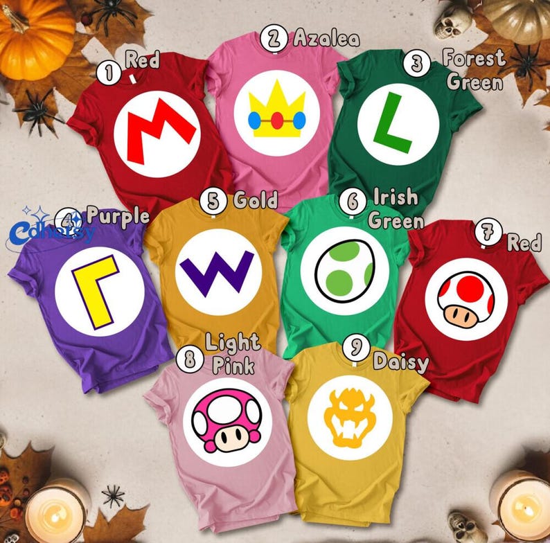 Super Mario Family Costume 2026 Shirt, Mario Luigi Princess Peach Shirt , Super Mario Halloween Costume T-Shirt, Mario Birthday Party Shirt image 4