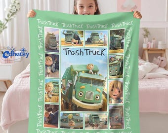 Trash Truck Fleece Blanket, Trash Truck Blanket, Trash Truck Birthday Gifts, Trash Truck Gift Blanket, Birthday Boy Gifts, Xmas Blanket