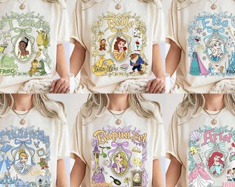 Retro Disneyland Princess Comfort Colors Shirt, Coquette Disneyland Princess Tee, Personalized Disneyland Tee, Disneyland Girl Trip Tee