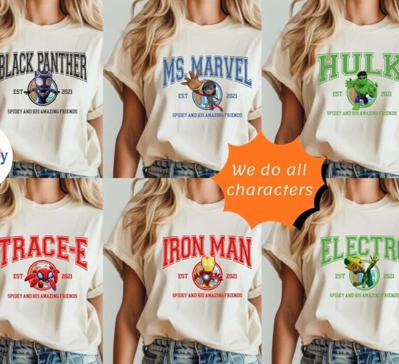 Avengers Spidey And His Amazing Friends Family Matchin Shirts, Ghost Spider Shirt, Spiderman Shirt, Avengers Superhero Shirt image 1