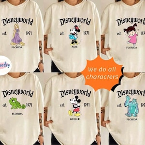 Custom Disneyworld All Characters Est 1971 Shirt, Disneyworld Florida 2026 Tee, WDW Holiday Trip Shirts, Disneyland Family Matching Tee image 1